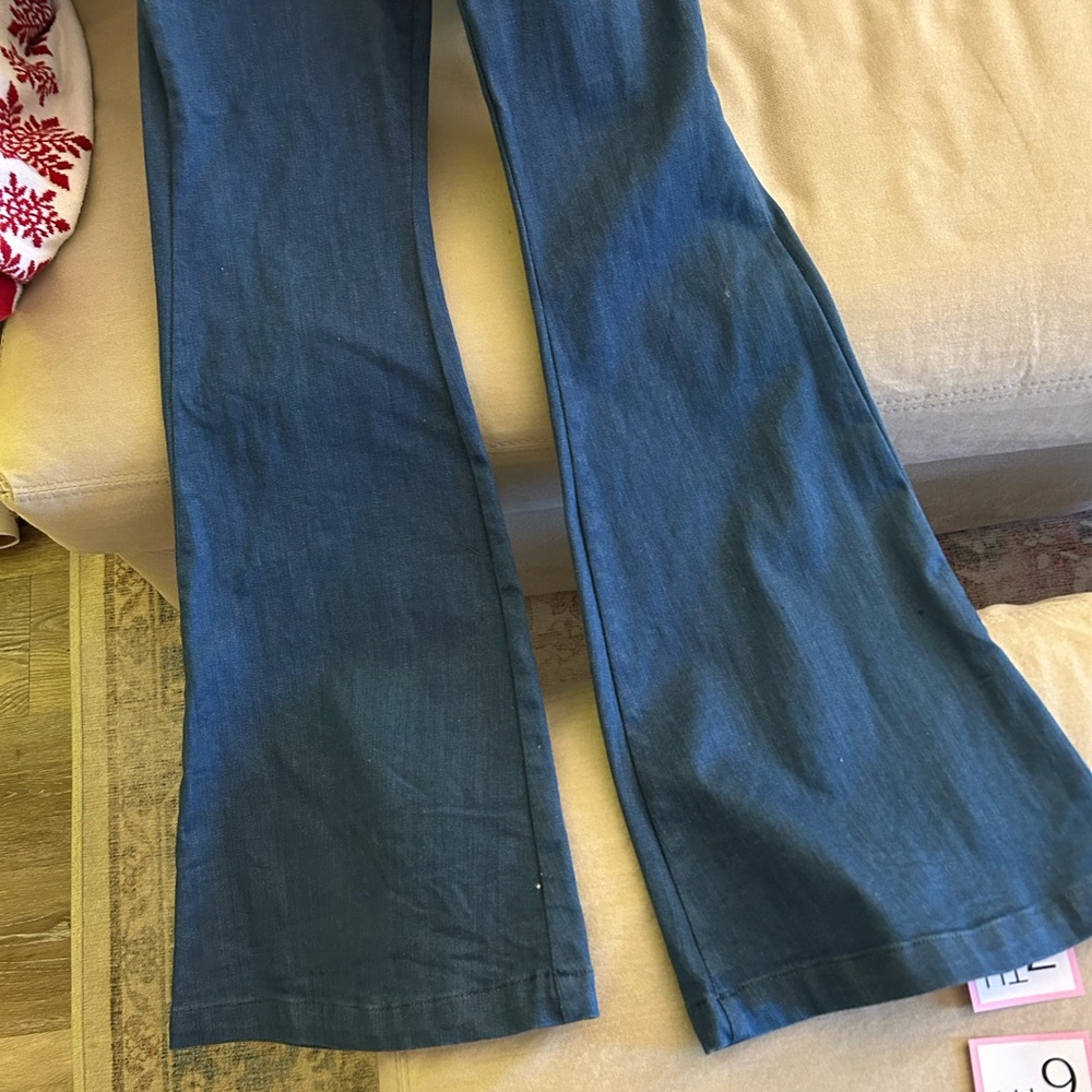 Harlow Deep Blue Flare Denim Overalls/Jumpsuit